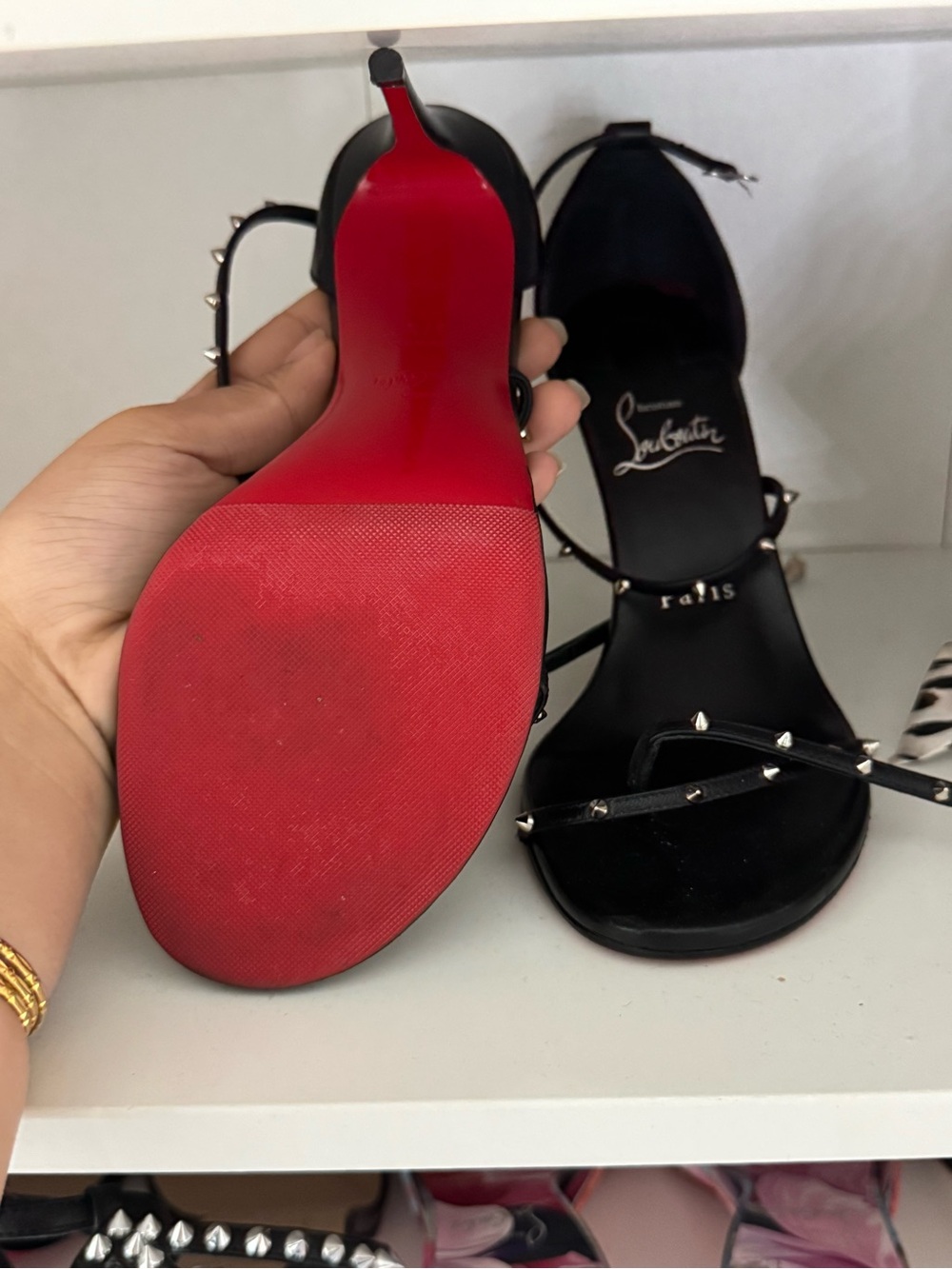 Christian Louboutin Black Stud-Embellished Ankle-Strap Heels - Picture 2 of 2